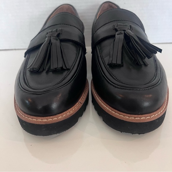 Franco Sarto Carolynn Platform Lug black leather tassel loafers size 8.5 M - Picture 6 of 12